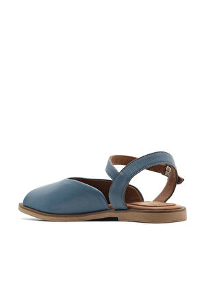 Bueno Shoes Mavi Deri Kadın Düz Sandalet 01wa5702