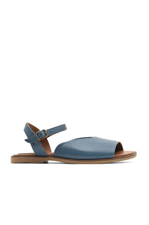 Bueno Shoes Mavi Deri Kadın Düz Sandalet 01wa5702