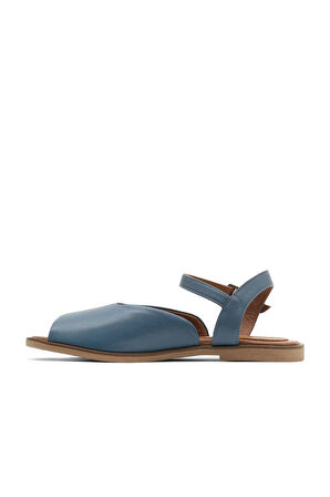 Bueno Shoes Mavi Deri Kadın Düz Sandalet 01wa5702