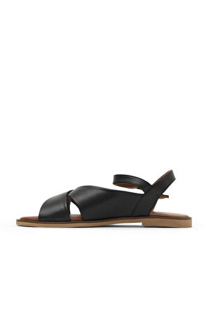 Bueno Shoes Siyah Khv-bej Deri Kadın Düz Sandalet 01wa5703