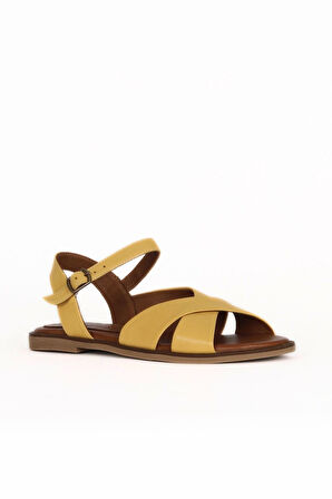 Bueno Shoes Sarı Deri Kadın Düz Sandalet 01wa5703