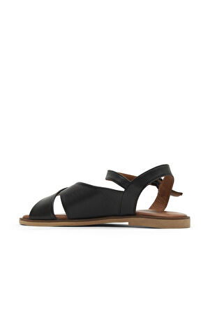 Bueno Shoes Siyah Khv-bej Deri Kadın Düz Sandalet 01wa5703