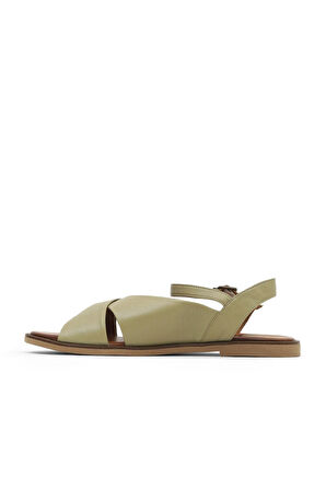 Bueno Shoes Haki Deri Kadın Düz Sandalet 01wa5703
