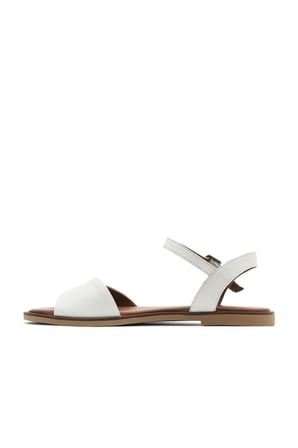 Bueno Shoes Beyaz Deri Kadın Düz Sandalet 01wa5704