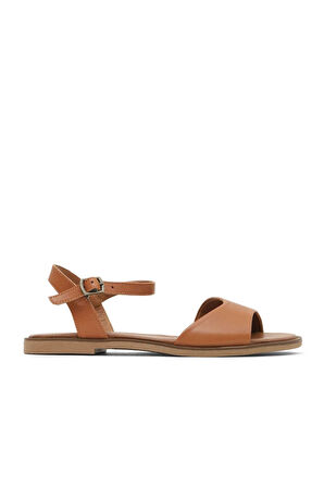 Bueno Shoes Taba Koyu Deri Kadın Düz Sandalet 01wa5704