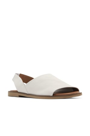 Bueno Shoes Beyaz Kırık Deri Kadın Düz Sandalet 01wa5706