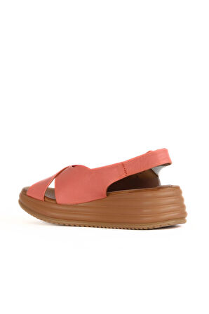 Bueno Shoes Mercan Deri Kadın Dolgu Topuklu Sandalet 01wy5701