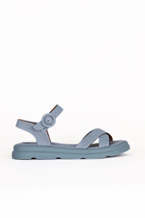 Bueno Shoes Mavi Deri Kadın Sandalet 01wy9409