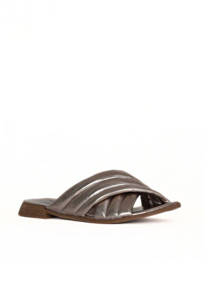 Bueno Shoes Vizon Deri Kadın Düz Terlik 01wu1803