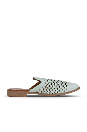 Bueno Shoes Turkuaz Deri Kadın Düz Terlik 01wn0103