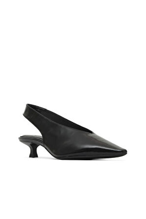 Bueno Shoes Siyah Açma Deri Kadın Topuklu Ayakkabı 30wa24277