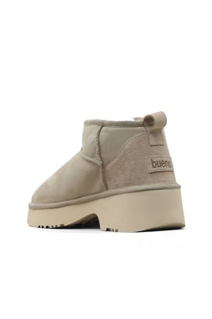 Bej Süet Kadın Düz Bot