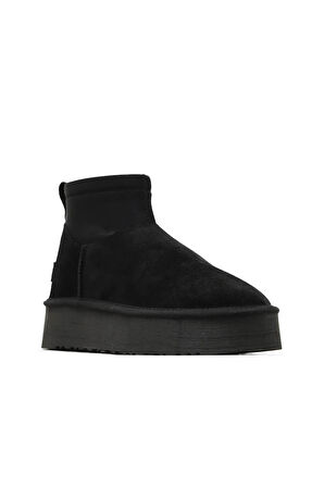 Bueno Shoes Siyah Süet Kadın Dolgu Topuklu Bot 05ag2114054