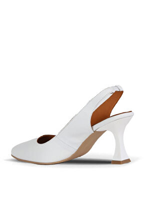 Bueno Shoes Beyaz Deri Kadın Topuklu Ayakkabı 01wa1400