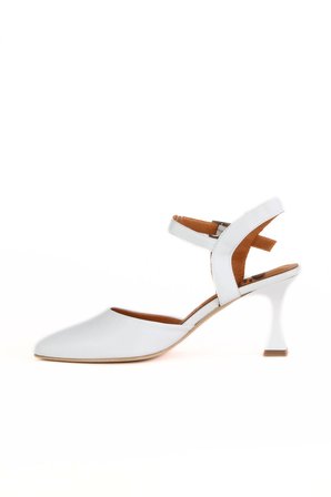 Bueno Shoes Beyaz Deri Kadın Topuklu Ayakkabı 01wa1403