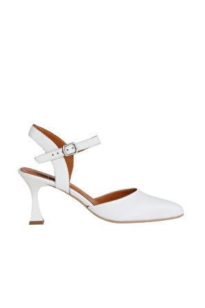 Bueno Shoes Beyaz Deri Kadın Topuklu Ayakkabı 01wa1403