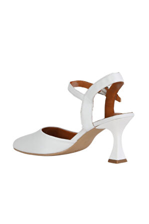 Bueno Shoes Beyaz Deri Kadın Topuklu Ayakkabı 01wa1403