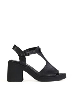 Bueno Shoes Siyah Deri Kadın Topuklu Sandalet 01wa1702