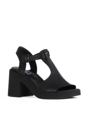 Bueno Shoes Siyah Deri Kadın Topuklu Sandalet 01wa1702