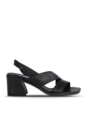 Bueno Shoes Siyah Deri Kadın Topuklu Sandalet 01wa3502