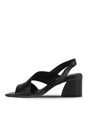 Bueno Shoes Siyah Deri Kadın Topuklu Sandalet 01wa3502