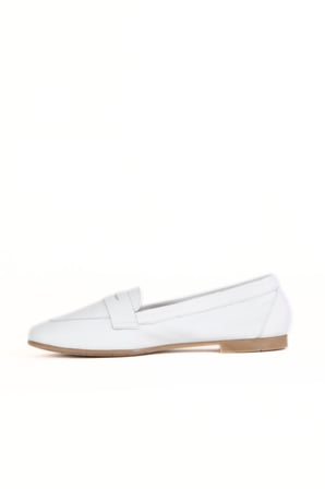 Bueno Shoes Beyaz Deri Kadın Loafer 01wy0801