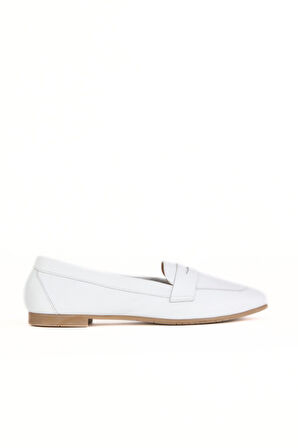Bueno Shoes Beyaz Deri Kadın Loafer 01wy0801