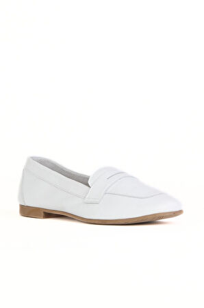 Bueno Shoes Beyaz Deri Kadın Loafer 01wy0801