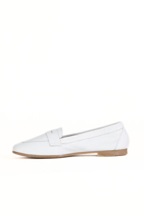 Bueno Shoes Beyaz Deri Kadın Loafer 01wy0801