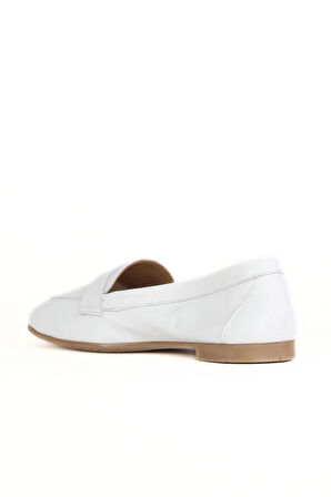 Bueno Shoes Beyaz Deri Kadın Loafer 01wy0801
