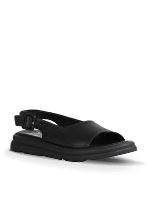 Bueno Shoes Siyah Deri Kadın Sandalet 01wy9404
