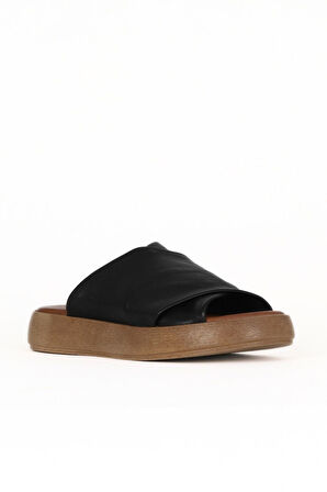 Bueno Shoes Siyah Deri Kadın Düz Terlik 01we1900
