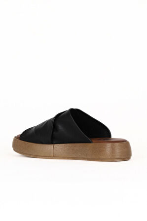 Bueno Shoes Siyah Deri Kadın Düz Terlik 01we1900