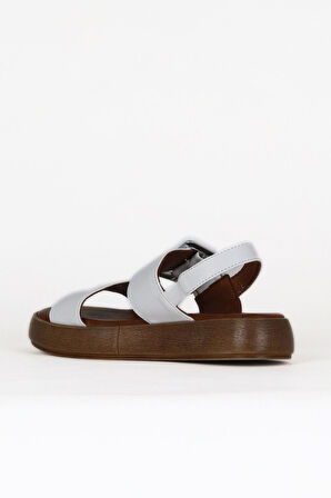 Bueno Shoes Beyaz Deri Kadın Düz Sandalet 01we1901
