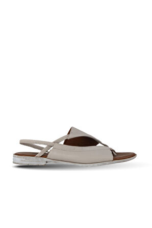Bueno Shoes Gri Deri Kadın Düz Sandalet 01we2300