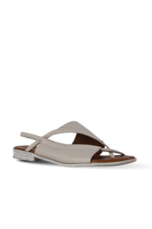 Bueno Shoes Gri Deri Kadın Düz Sandalet 01we2300