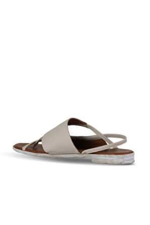 Bueno Shoes Gri Deri Kadın Düz Sandalet 01we2300