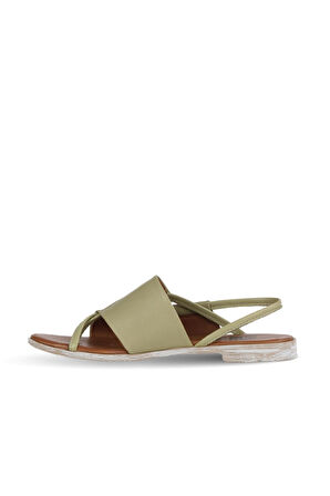 Bueno Shoes Haki Deri Kadın Düz Sandalet 01we2300