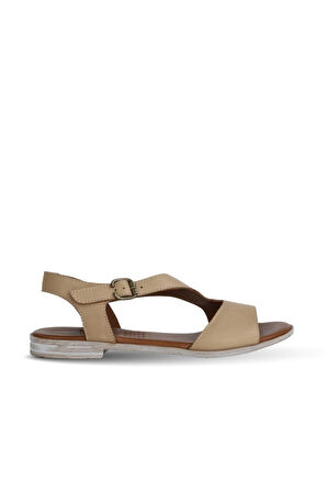 Bueno Shoes Vizon Deri Kadın Düz Sandalet 01we2301