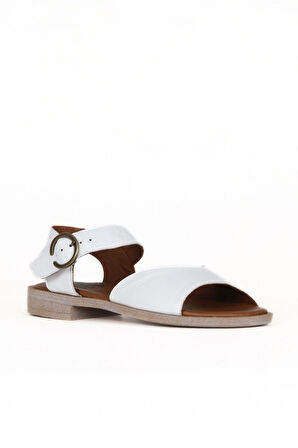 Bueno Shoes Beyaz Deri Kadın Düz Sandalet 01we2802