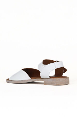Bueno Shoes Beyaz Deri Kadın Düz Sandalet 01we2802