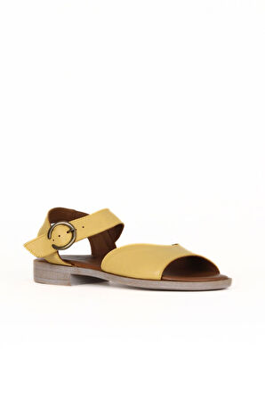 Bueno Shoes Sarı Deri Kadın Düz Sandalet 01we2802