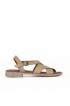 Bueno Shoes Vizon Deri Kadın Düz Sandalet 01we2803