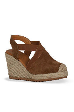 Bueno Shoes Taba Süet Kadın Dolgu Topuklu Sandalet 14ws72600