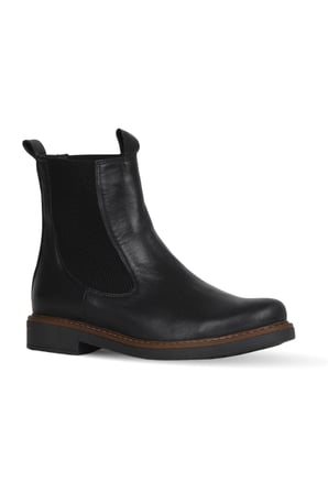 Siyah Deri Kadın Düz Bot