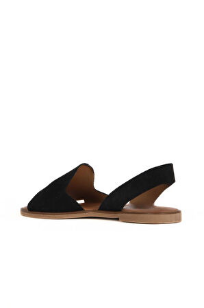 Bueno Shoes Siyah Alf Süet Kadın Düz Sandalet 01wa5711