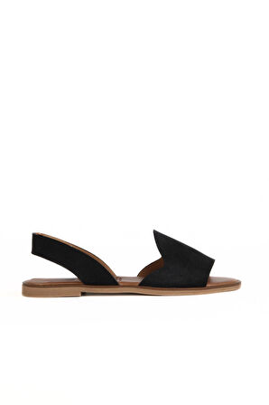 Bueno Shoes Siyah Alf Süet Kadın Düz Sandalet 01wa5711