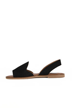 Bueno Shoes Siyah Alf Süet Kadın Düz Sandalet 01wa5711