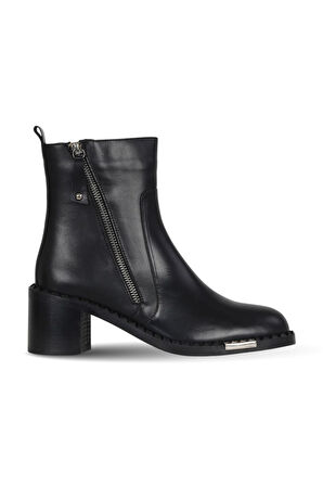 Bueno Shoes Siyah Deri Kadın Topuklu Bot 33wb80005