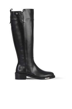 Bueno Shoes Siyah Deri Kadın Topuklu Çizme 33wc34015